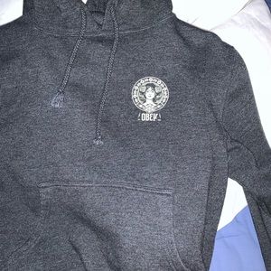 womens obey hoodie dark grey